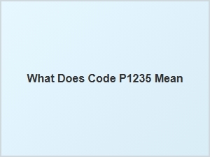 What Does Code P1235 Mean